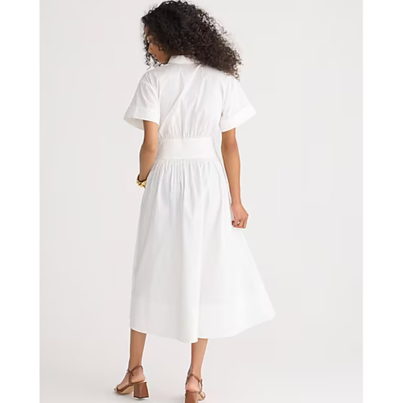 J. Crew Fitted Waist Shirt Dress 14 NWT White Poplin Midi Women's BY926 J.Crew - Picture 2 of 5